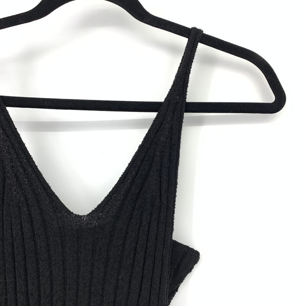 Antonia Erre Bodycon Ribbed Knit Midi Dress Womens Size XS Black Sleeveless - Picture 3 of 7